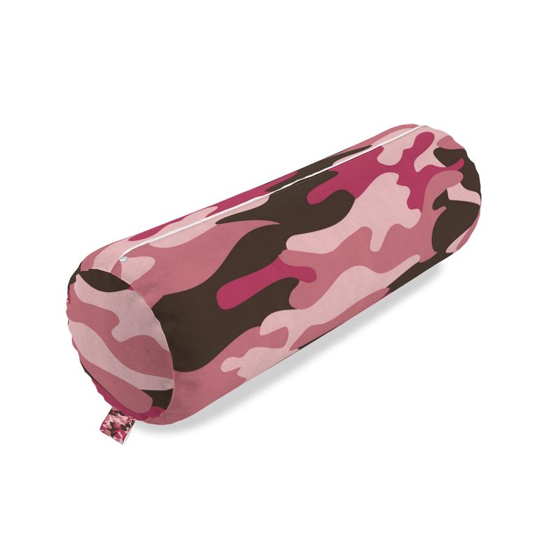 Pink Camouflage Big Bolster Cushion by The Photo Access