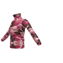 Load image into Gallery viewer, Pink Camouflage Mens Slim Fit Roll Neck by The Photo Access
