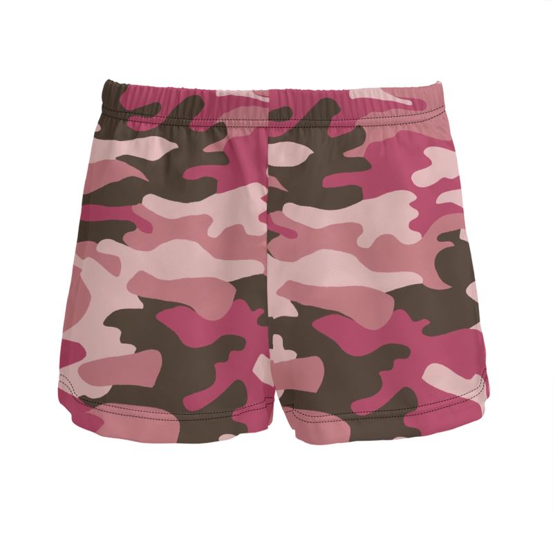 Pink Camouflage Ladies Silk Pajama Shorts by The Photo Access