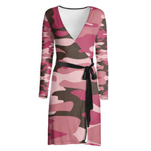 将图片加载到图库查看器，Pink Camouflage Wrap Dress by The Photo Access

