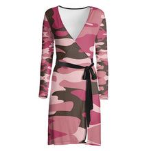 Load image into Gallery viewer, Pink Camouflage Wrap Dress by The Photo Access
