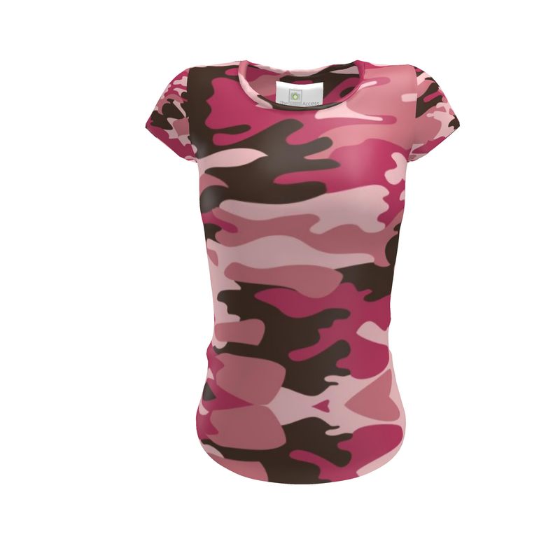 Pink Camouflage Ladies Cut and Sew T-Shirt by The Photo Access