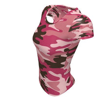 Load image into Gallery viewer, Pink Camouflage Ladies Cut and Sew T-Shirt by The Photo Access
