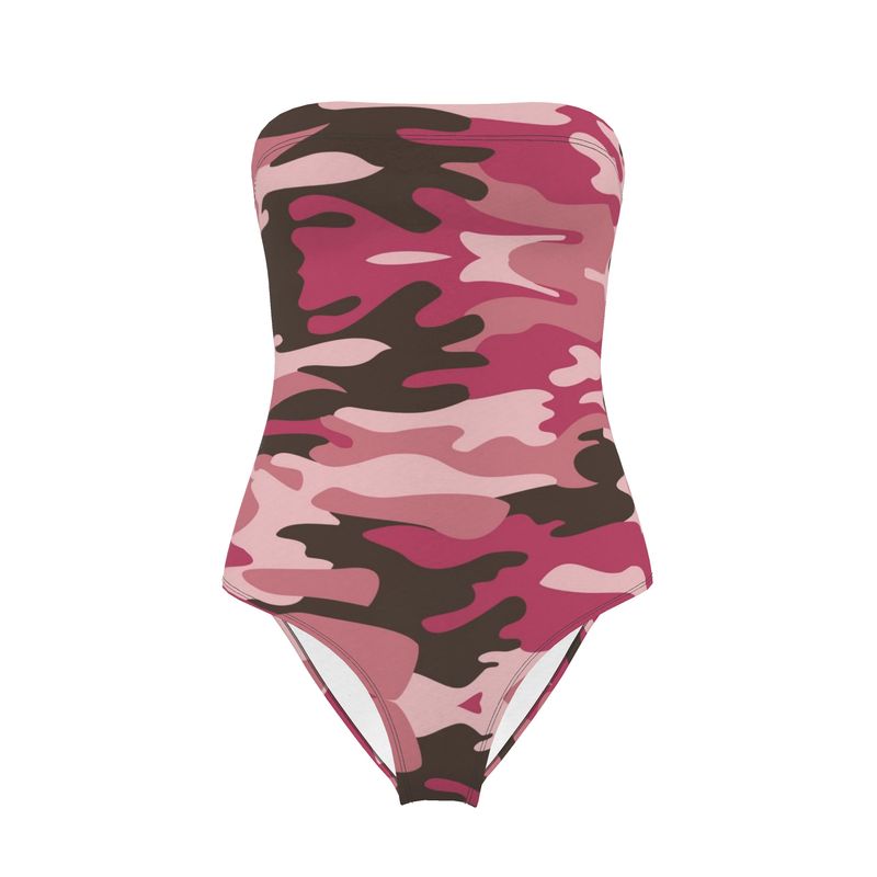 Pink Camouflage Strapless Swimsuit by The Photo Access