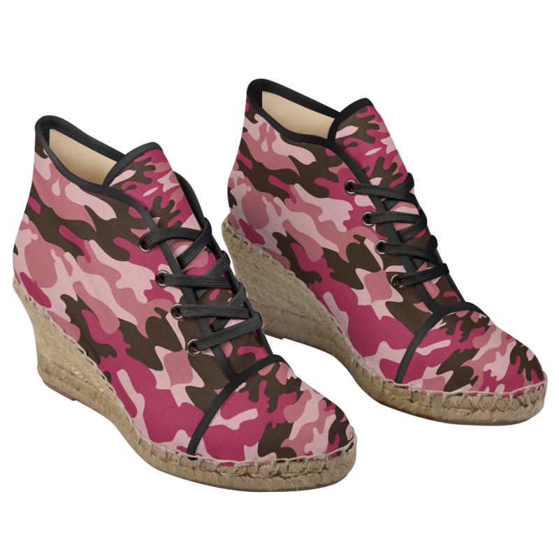 Pink Camouflage Ladies Wedge Espadrilles by The Photo Access