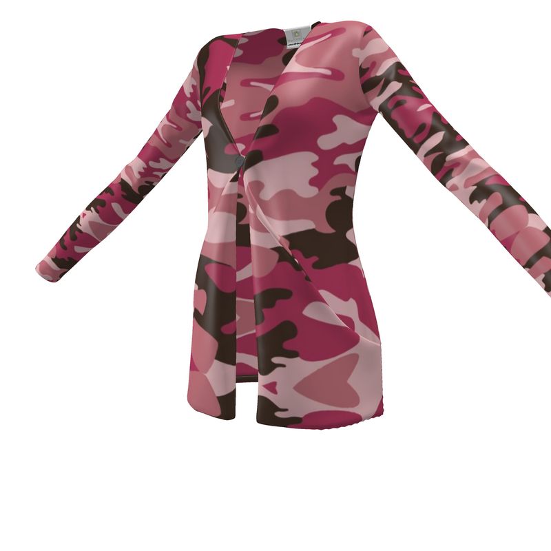 Pink Camouflage Ladies Cardigan With Pockets by The Photo Access