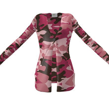 Load image into Gallery viewer, Pink Camouflage Ladies Cardigan With Pockets by The Photo Access

