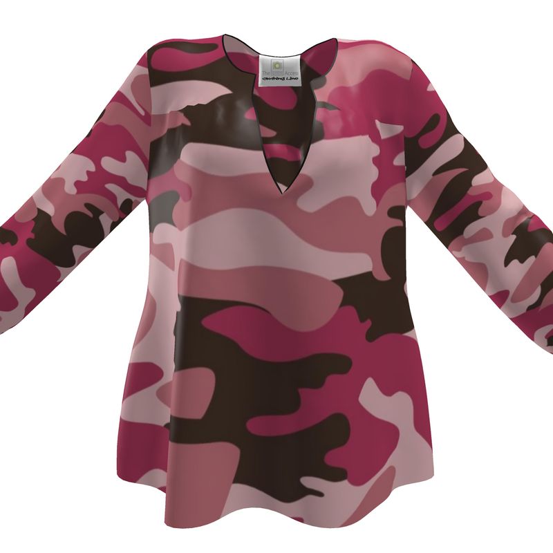 Pink Camouflage Womens Blouse by The Photo Access
