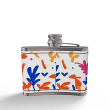 Load image into Gallery viewer, Abstract Leaf &amp; Plant Leather Wrapped Hip Flask by The Photo Access
