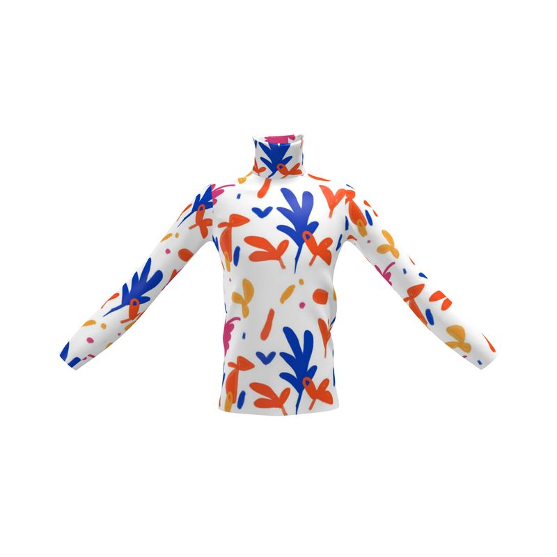 Abstract Leaf & Plant Mens Slim Fit Roll Neck by The Photo Access