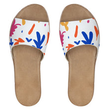 Load image into Gallery viewer, Abstract Leaf &amp; Plant Womens Leather Sliders by The Photo Access
