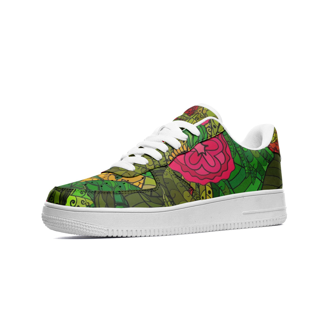 Hand Drawn Floral Seamless Pattern Unisex Low Top Leather Sneakers by The Photo Access