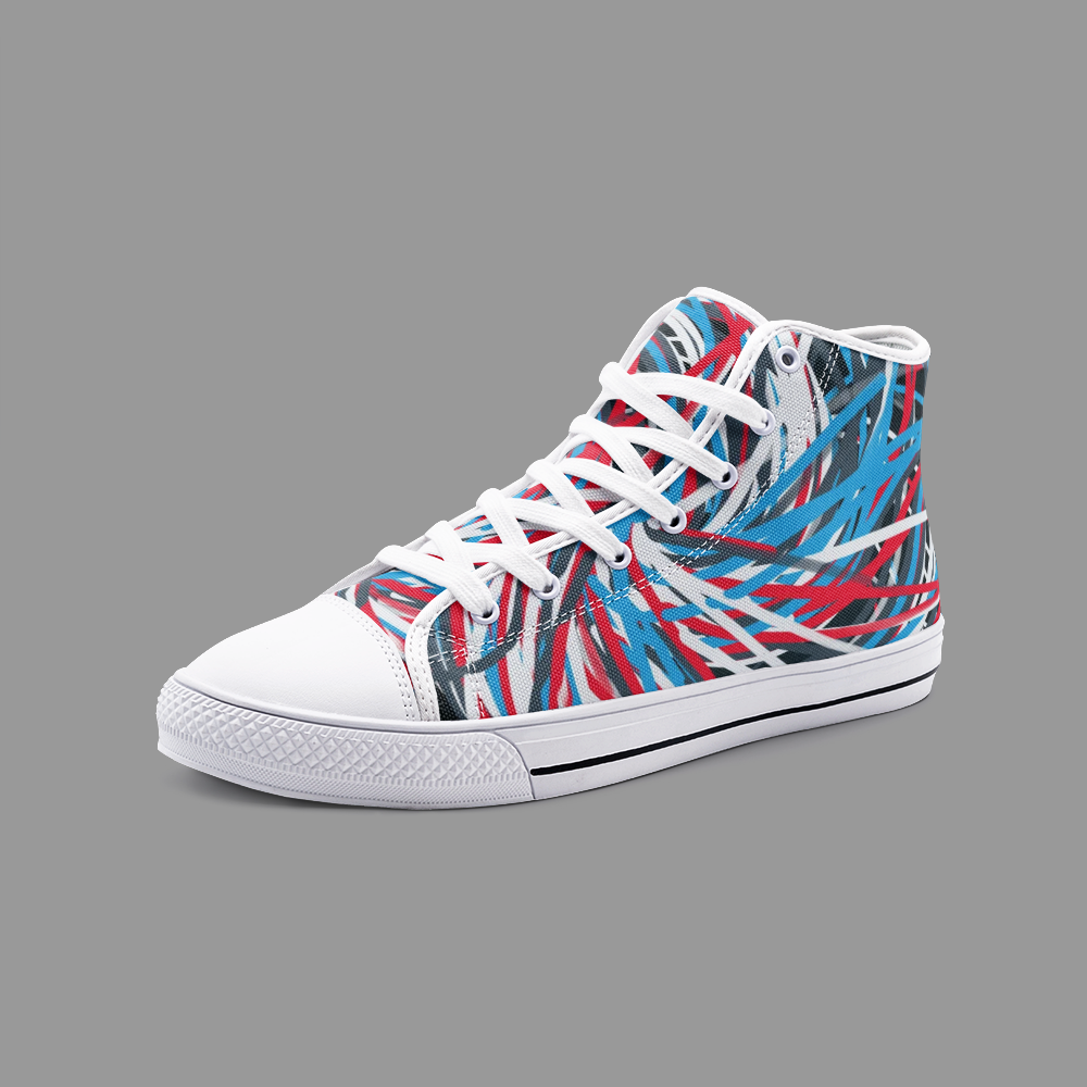 Colorful Thin Lines Art Unisex High Top Canvas Shoes by The Photo Access