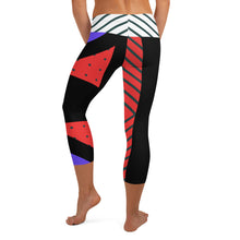 Load image into Gallery viewer, Neo Memphis Patches Stickers Capri Leggings by The Photo Access
