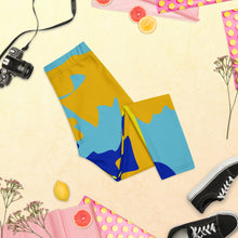 Cargar imagen en el visor de la galería, Yellow Blue Neon Camouflage Capri Leggings by The Photo Access
