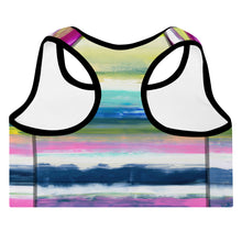 Load image into Gallery viewer, Colorful Oil Paint Stripes Padded Sports Bra by The Photo Access
