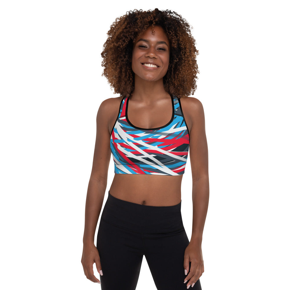 Colorful Thin Lines Art Padded Sports Bra by The Photo Access