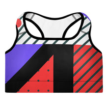 Load image into Gallery viewer, Neo Memphis Patches Stickers Padded Sports Bra by The Photo Access

