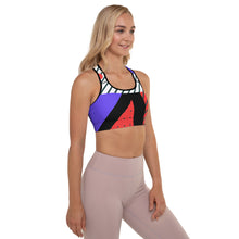Load image into Gallery viewer, Neo Memphis Patches Stickers Padded Sports Bra by The Photo Access
