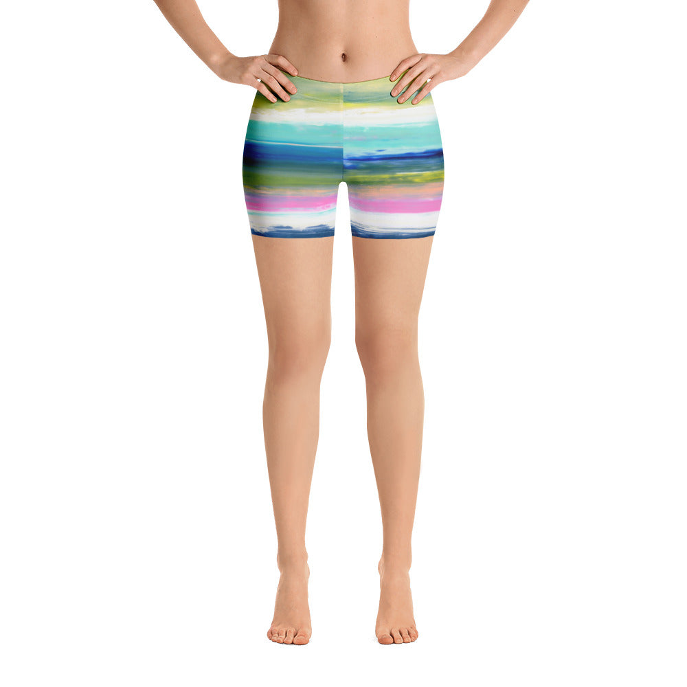 Colorful Oil Paint Stripes Spandex Shorts by The Photo Access