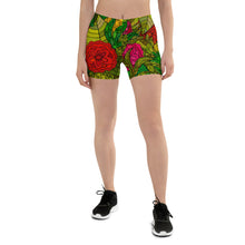 Load image into Gallery viewer, HAND DRAWN FLORAL SEAMLESS PATTERN SPANDEX SHORTS BY THE PHOTO ACCESS
