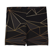 Load image into Gallery viewer, ABSTRACT BLACK POLYGON WITH GOLD LINE SPANDEX SHORTS BY THE PHOTO ACCESS
