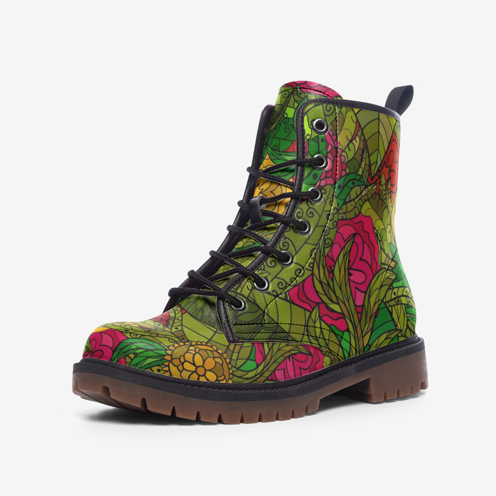 Hand Drawn Floral Seamless Pattern Casual Leather Lightweight boots MT by The Photo Access