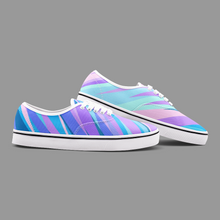 Load image into Gallery viewer, Blue Pink Abstract Eighties Unisex Canvas Shoes Fashion Low Cut Loafer Sneakers by The Photo Access
