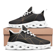 गैलरी व्यूवर में इमेज लोड करें, Abstract Black Polygon with Gold Line Unisex Bounce Mesh Knit Sneakers by The Photo Access
