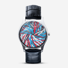 将图片加载到图库查看器，Colorful Thin Lines Art Classic Fashion Unisex Print Silver Quartz Watch Dial by The Photo Access
