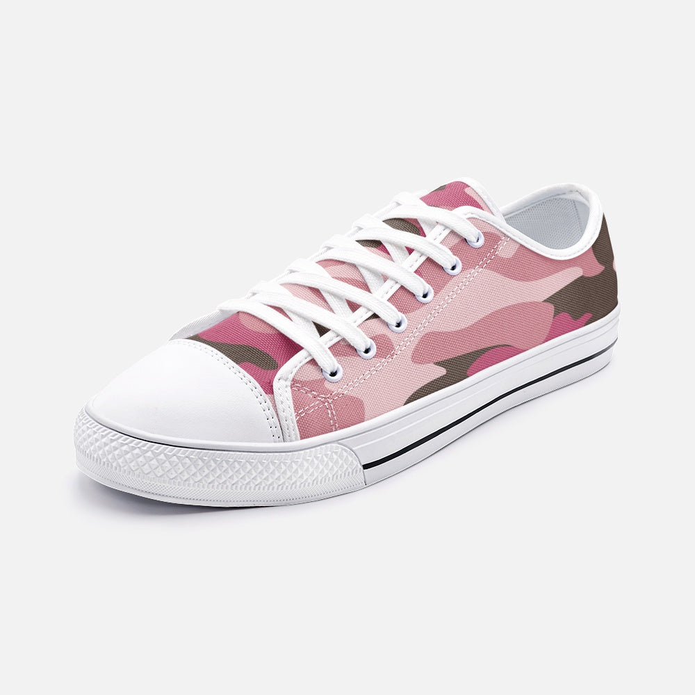 Pink Camouflage Unisex Low Top Canvas Shoes by The Photo Access