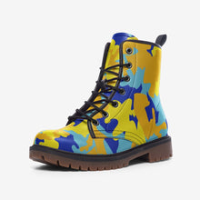 Load image into Gallery viewer, Yellow Blue Neon Camouflage Casual Leather Lightweight boots MT by The Photo Access
