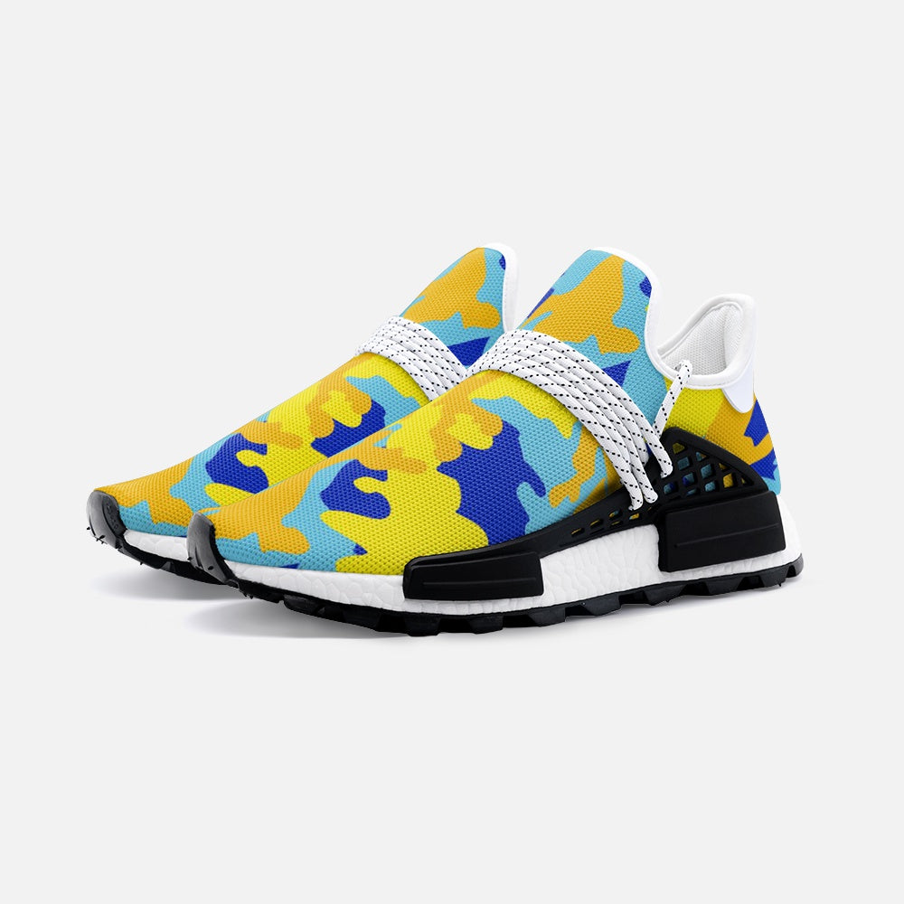 Yellow Blue Neon Camouflage Unisex Lightweight Sneaker S-1 by The Photo Access