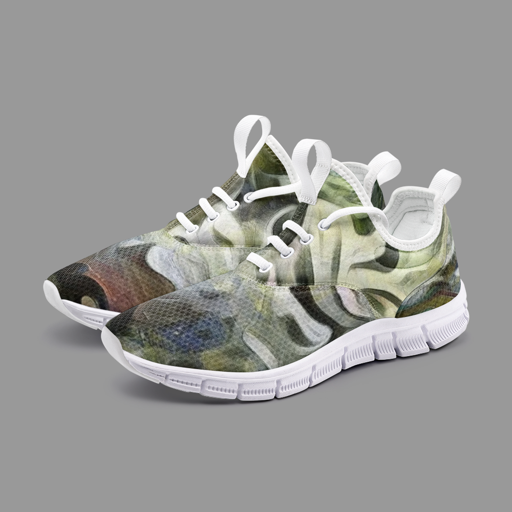 Abstract Fluid Lines of Movement Muted Tones Unisex Lightweight Sneaker City Runner by The Photo Access