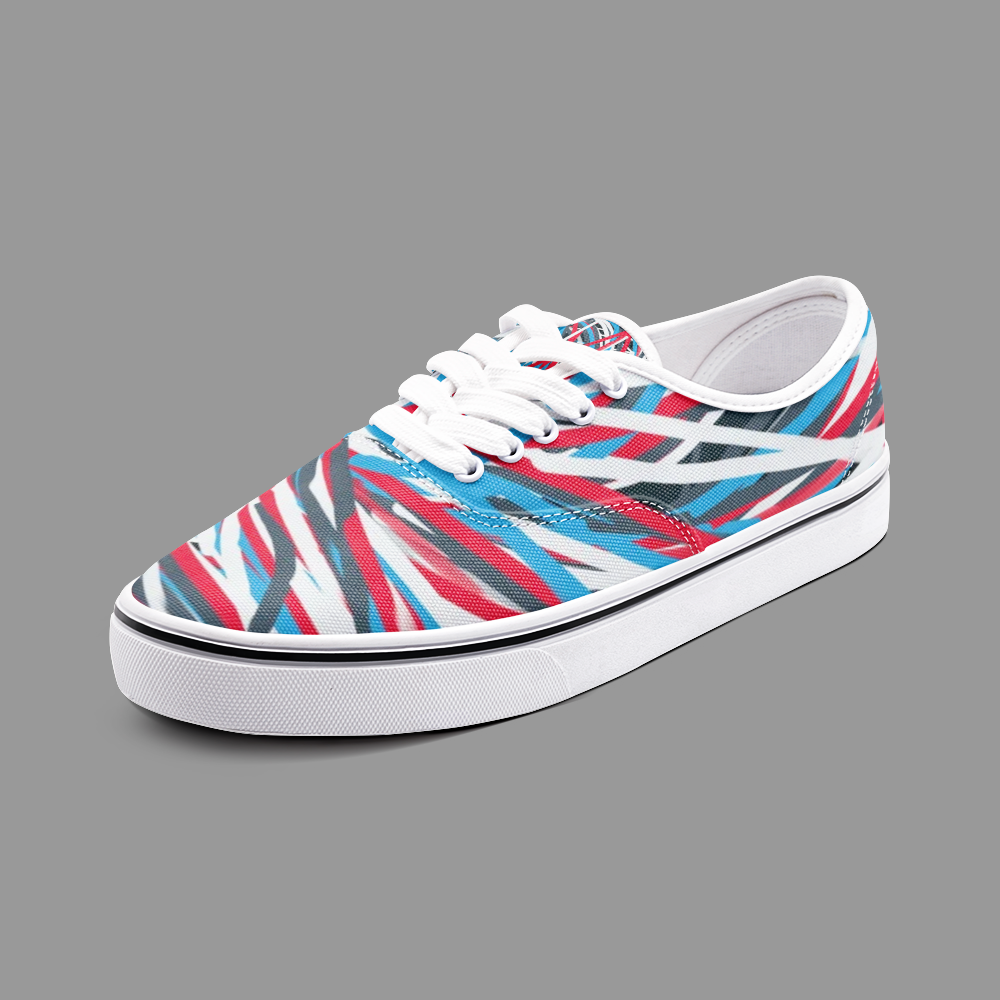 Colorful Thin Lines Art Unisex Canvas Shoes Fashion Low Cut Loafer Sneakers by The Photo Access
