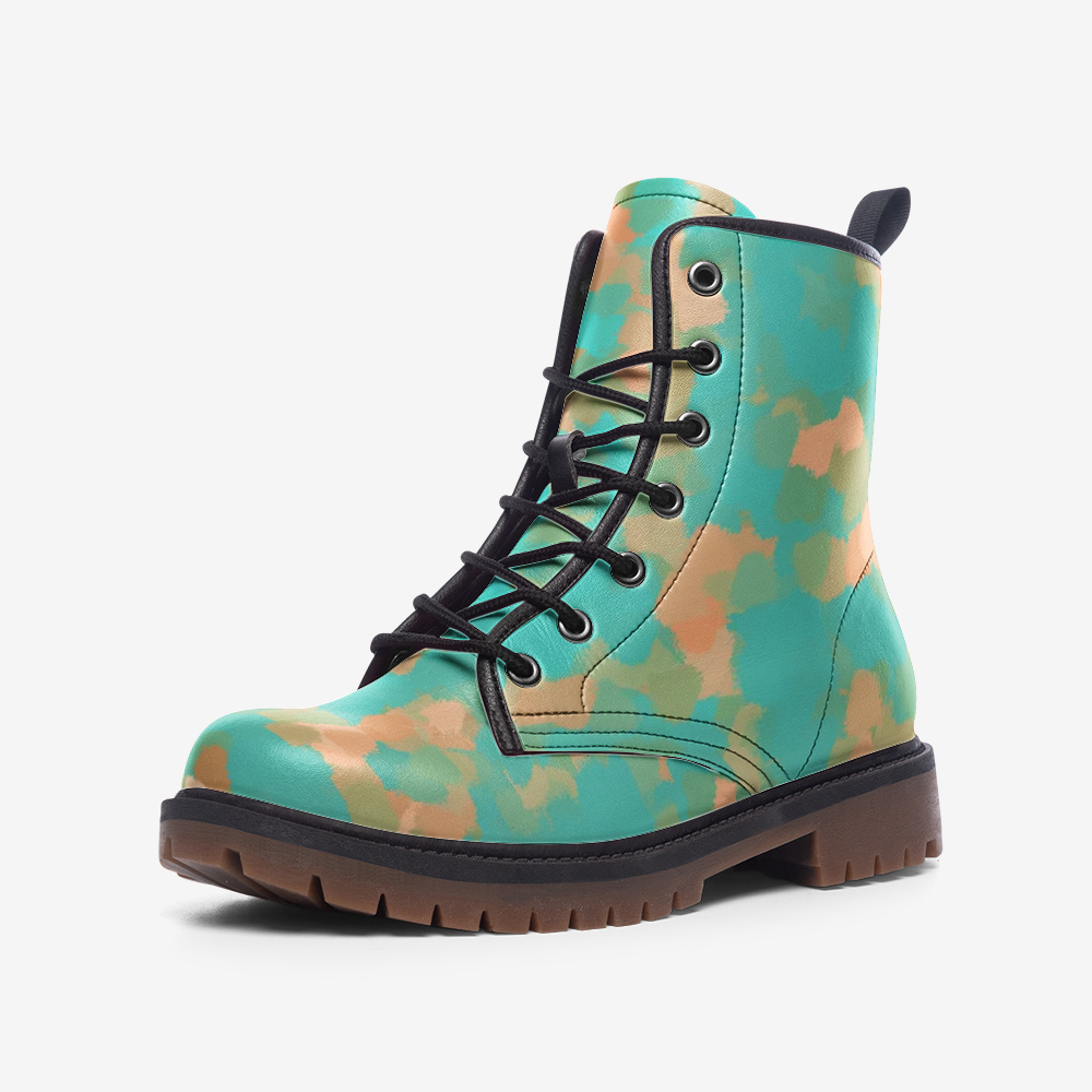 Aqua & Gold Modern Artistic Digital Pattern Casual Leather Lightweight boots MT by The Photo Access