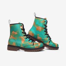 Load image into Gallery viewer, Aqua &amp; Gold Modern Artistic Digital Pattern Casual Leather Lightweight boots MT by The Photo Access

