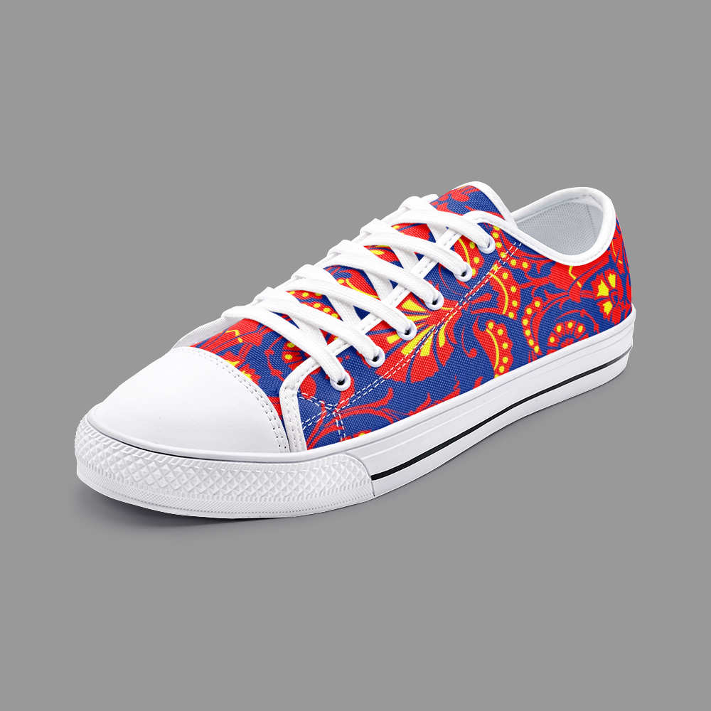 Wallpaper Damask Floral Unisex Low Top Canvas Shoes by The Photo Access