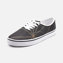 Load image into Gallery viewer, ABSTRACT BLACK POLYGON WITH GOLD LINE UNISEX CANVAS SHOES FASHION LOW CUT LOAFER SNEAKERS BY THE PHOTO ACCESS
