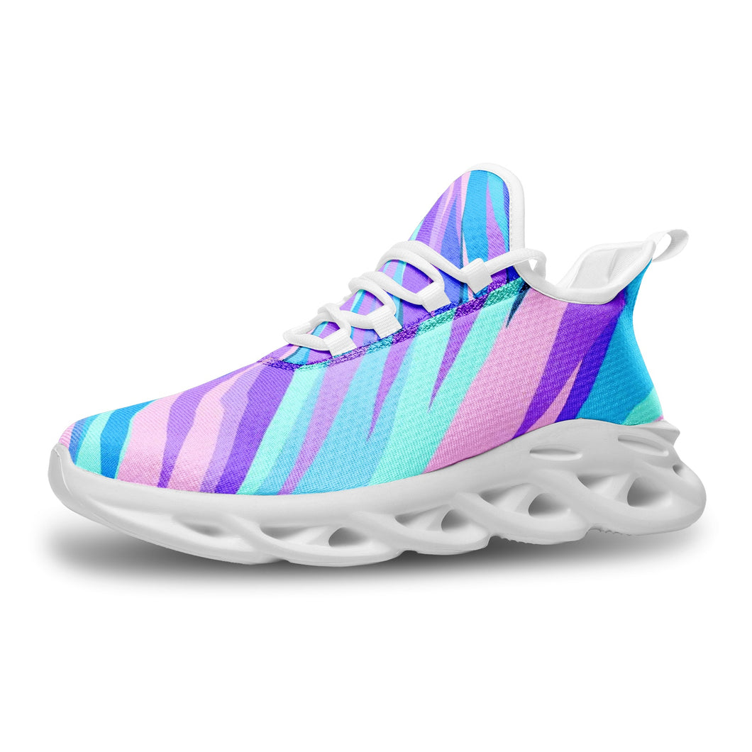 Blue Pink Abstract Eighties Unisex Bounce Mesh Knit Sneakers by The Photo Access
