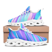 Load image into Gallery viewer, Blue Pink Abstract Eighties Unisex Bounce Mesh Knit Sneakers by The Photo Access
