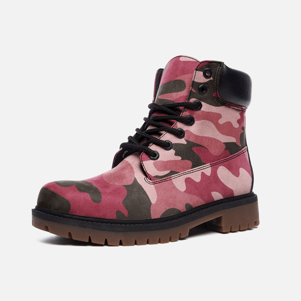 Pink Camouflage Casual Leather Lightweight boots TB by The Photo Access