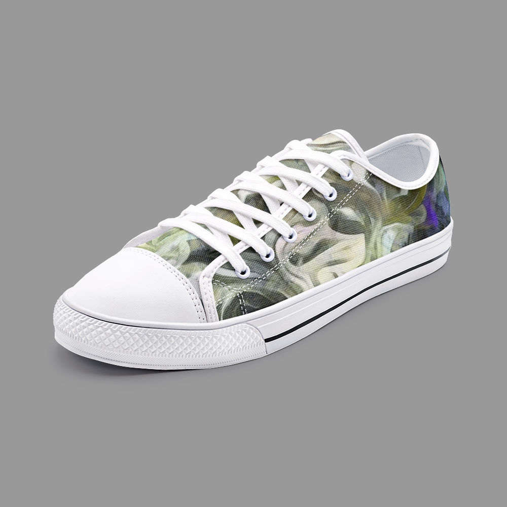 Abstract Fluid Lines of Movement Muted Tones Unisex Low Top Canvas Shoes by The Photo Access