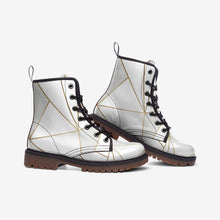 गैलरी व्यूवर में इमेज लोड करें, Abstract White Polygon with Gold Line Casual Leather Lightweight boots MT by The Photo Access

