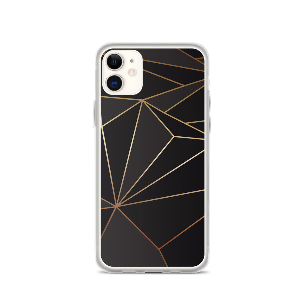 Abstract Black Polygon with Gold Line iPhone Case by The Photo Access