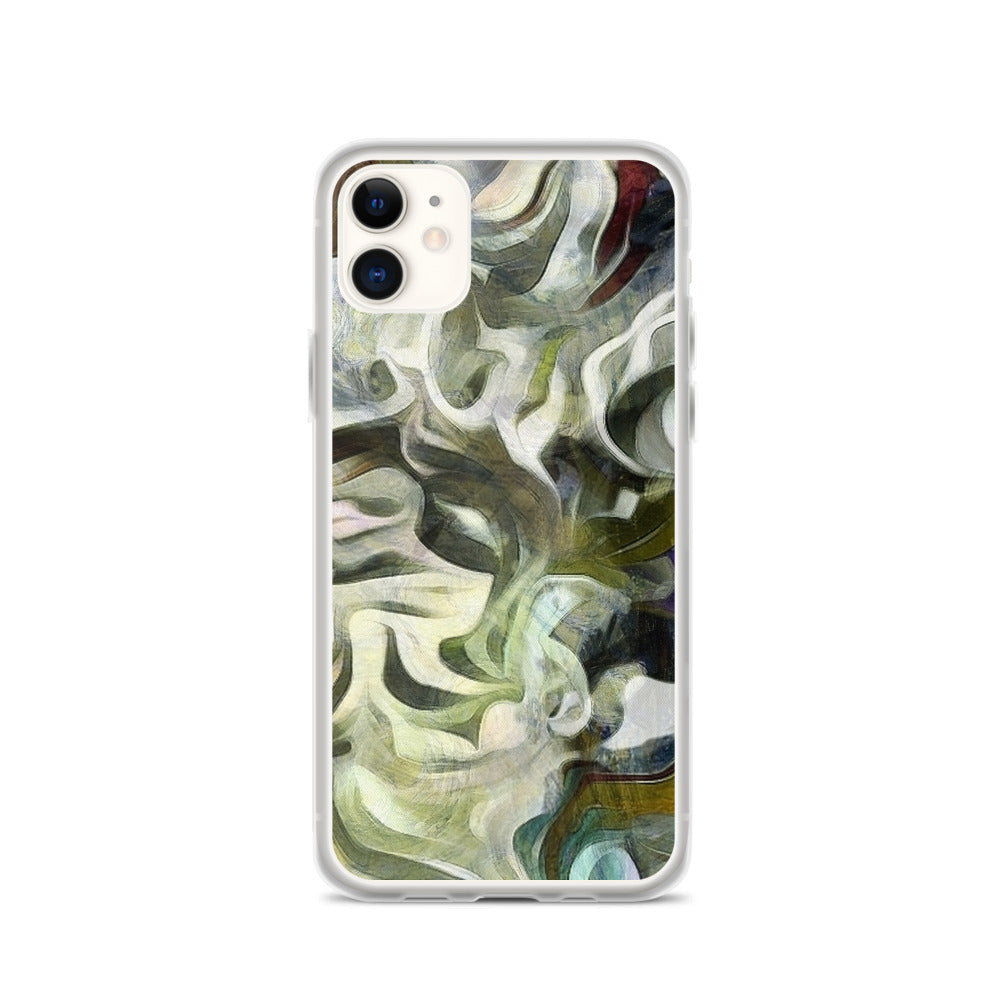 Abstract Fluid Lines of Movement Muted Tones iPhone Case by The Photo Access