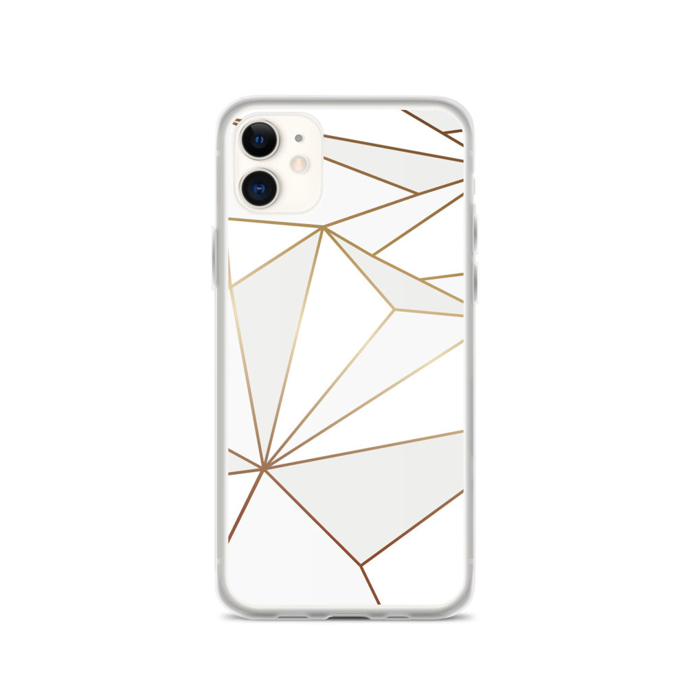 Abstract White Polygon with Gold Line iPhone Case by The Photo Access