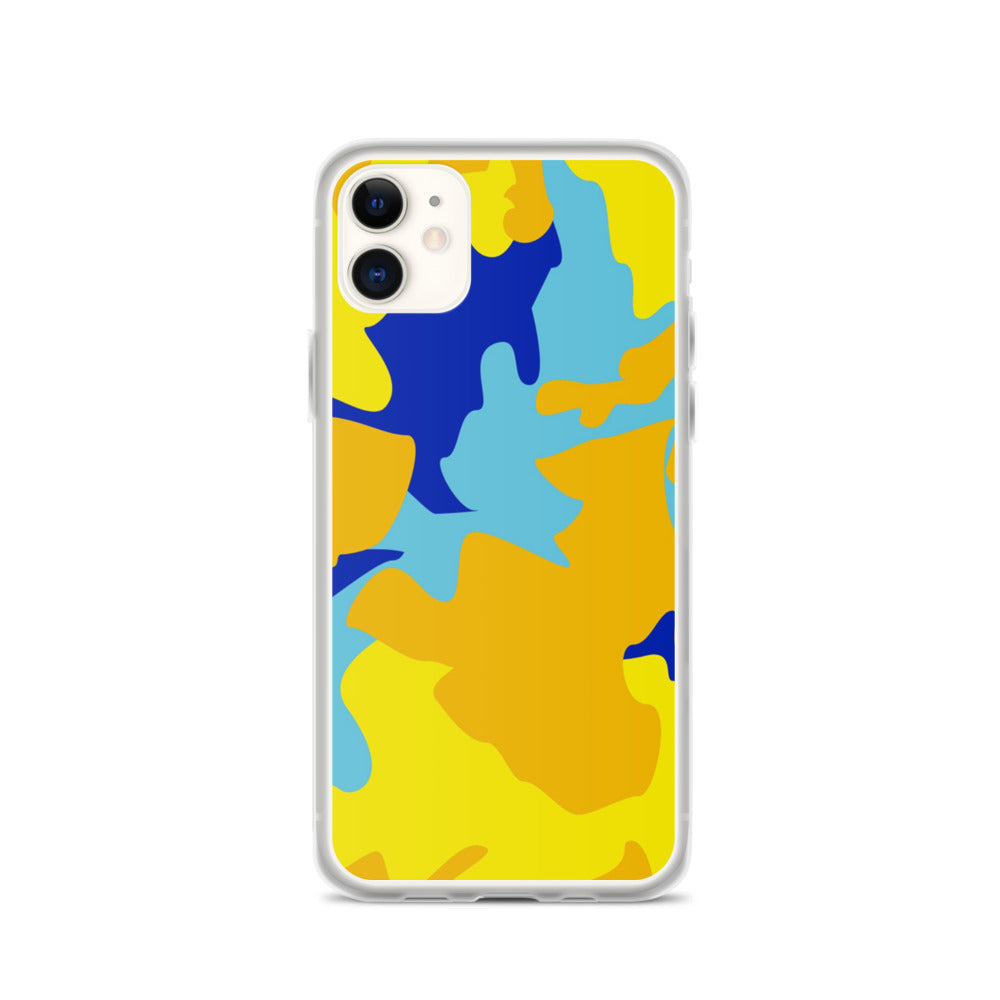 Yellow Blue Neon Camouflage iPhone Case by The Photo Access