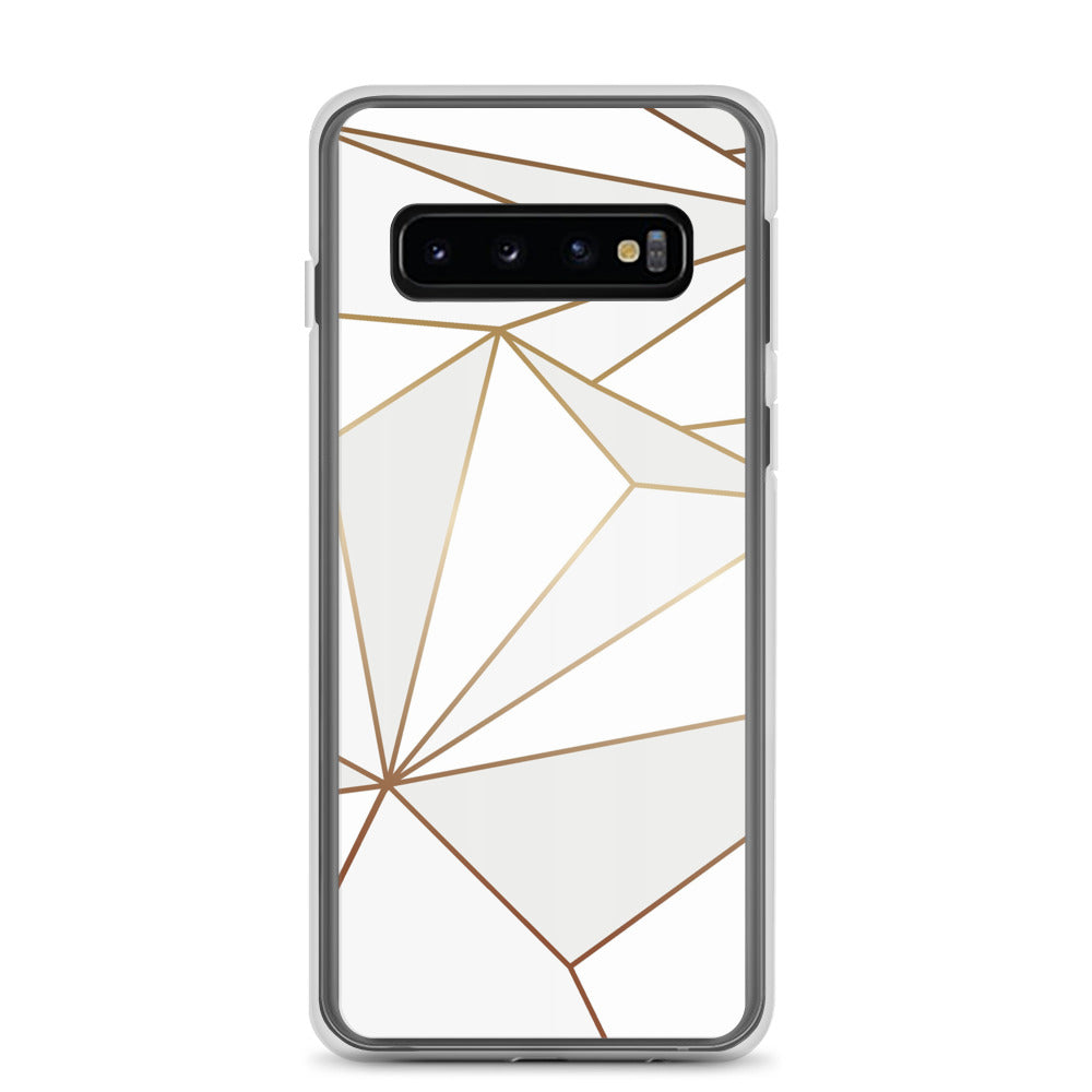 Abstract White Polygon with Gold Line Samsung Case by The Photo Access